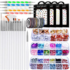 new Nail Art Brushes Kit, 3D Decorations Kit with Dotting White 07FC0E-D4 - KOEEK
