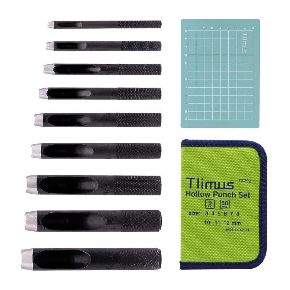 new 9 Pieces Heavy Duty Round Punch Set（3mm-12mm） with a 9 black, Silver, Black
