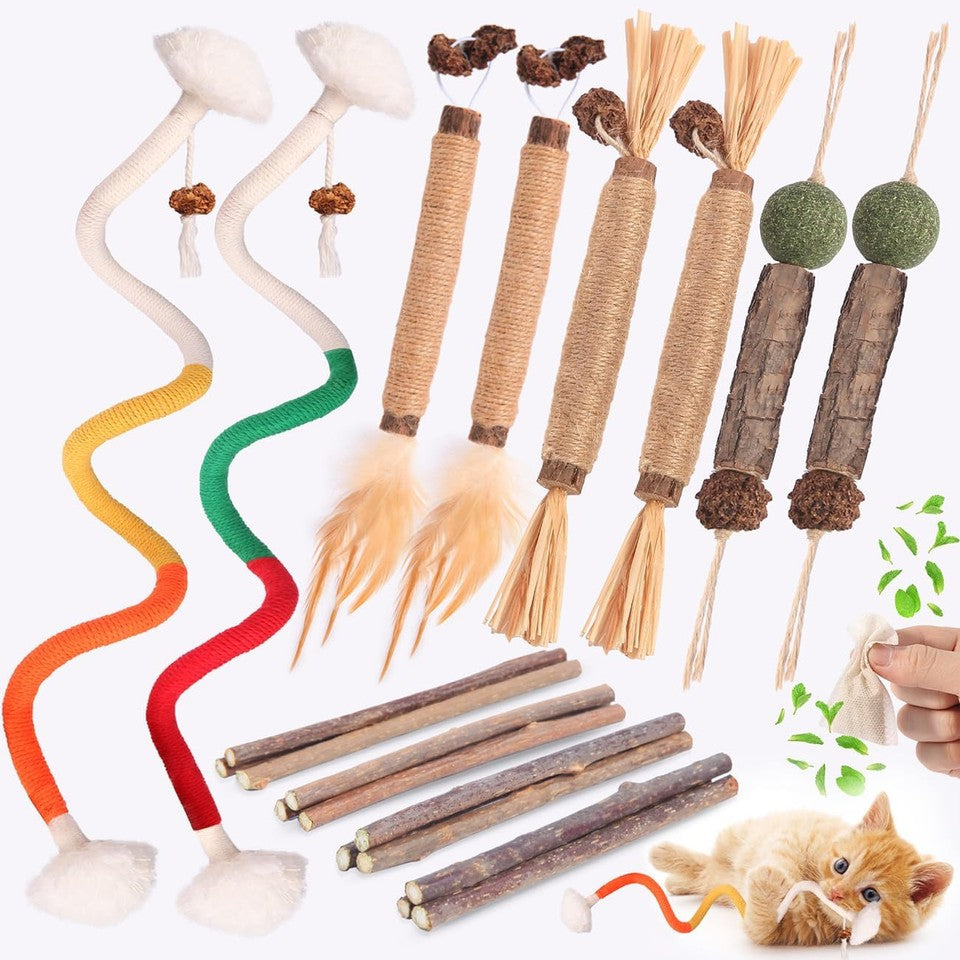 new Cat Toys Chew Toys, Silvervine Sticks Catnip Rope for Cats 21 Pack