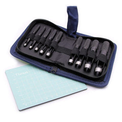 new 9 Pieces Heavy Duty Round Punch Set（3mm-12mm） with a 9 black, Silver, Black 07FC0E-D4 - KOEEK