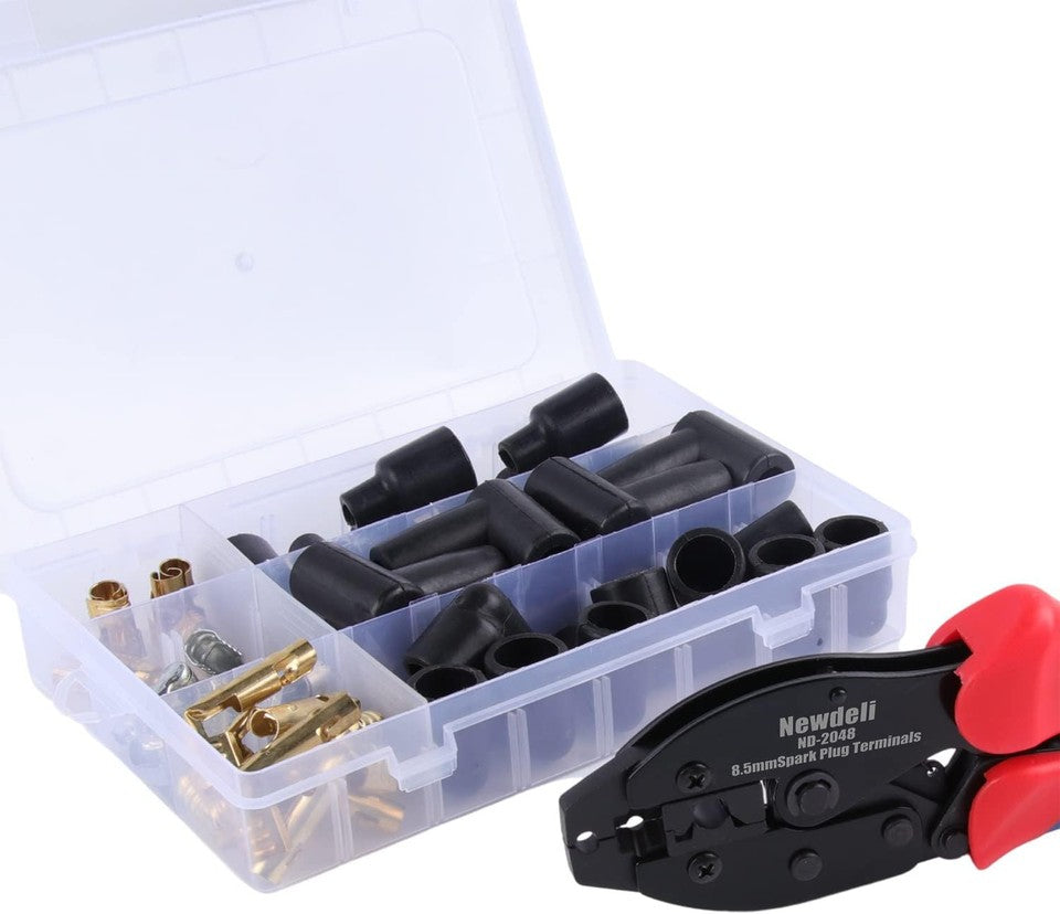 new Ratchet Spark Plug Wire Crimper Set, deli 25Pcs Red, Blue, Black
