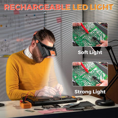 new Headband Magnifier with Light, Rechargeable Magnifying Glasses for Orange 07FC0E-D4 - KOEEK