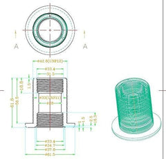 new 1" Bulkhead ABS Threaded x NPT Standard 2-Pair (4-Pack) NBR Black 07FC0E-D4 - KOEEK