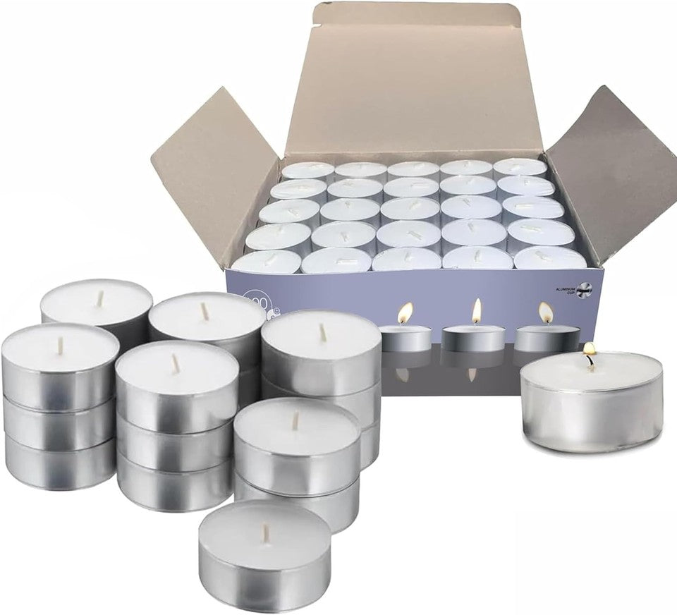 new 100 Pack Tealight Candles in Metal Cups - Clean White 100 Pack,