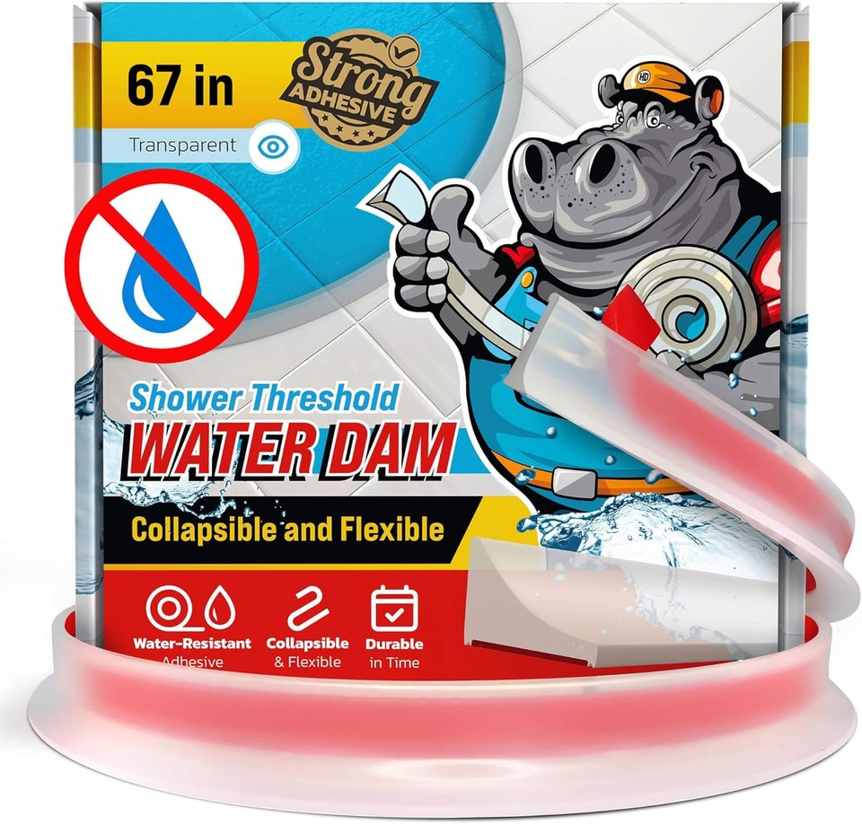 new Shower Threshold Water Dam Barrier 67" - Transparent Collapsible 07FC0E-D4 - KOEEK