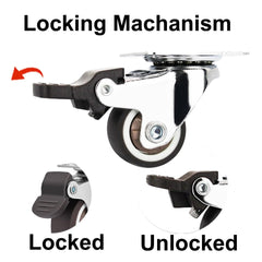 new 1" Small Caster Wheels 4 Pack for Furniture Low Profile Soft Rubber Brown 07FC0E-D4 - KOEEK
