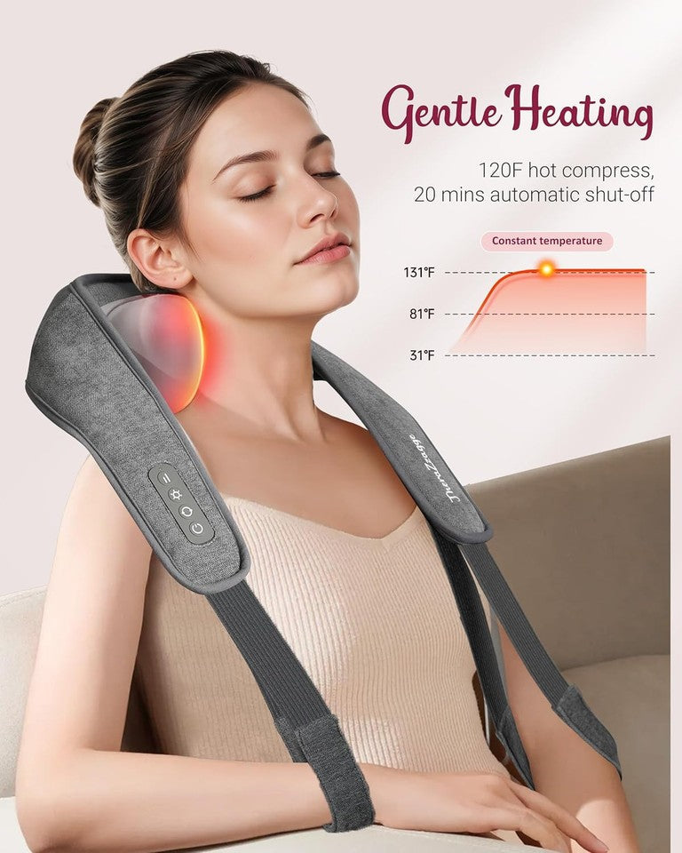 new Neck Massager with Heat, 6D Cordless Shoulder for Pain Grey 07FC0E-D4 - KOEEK