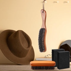 new 4 Pcs Horsehair Felt Hat Brush Kit with Cleaning Sponge Cowboy Clean Brown 07FC0E-D4 - KOEEK