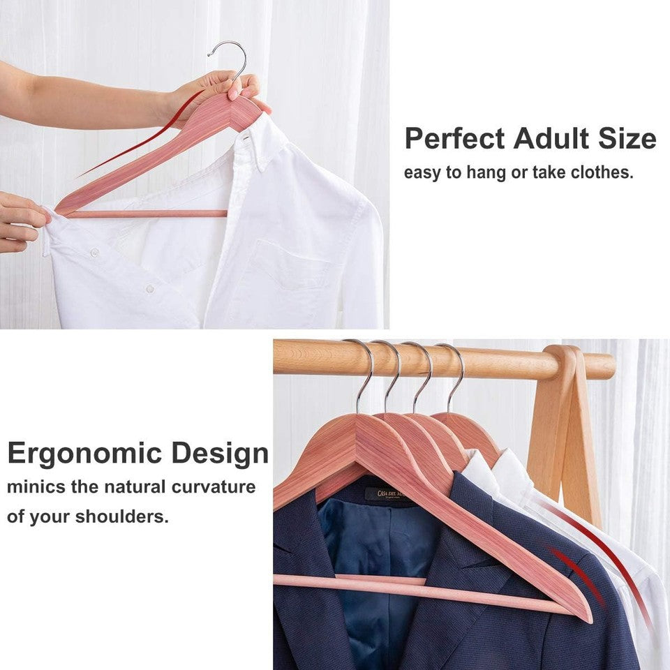 new ELONG HOME Cedar Hangers, 12 Pack Sturdy Wooden Hangers with 12 pack, Nature ELONG HOME - KOEEK