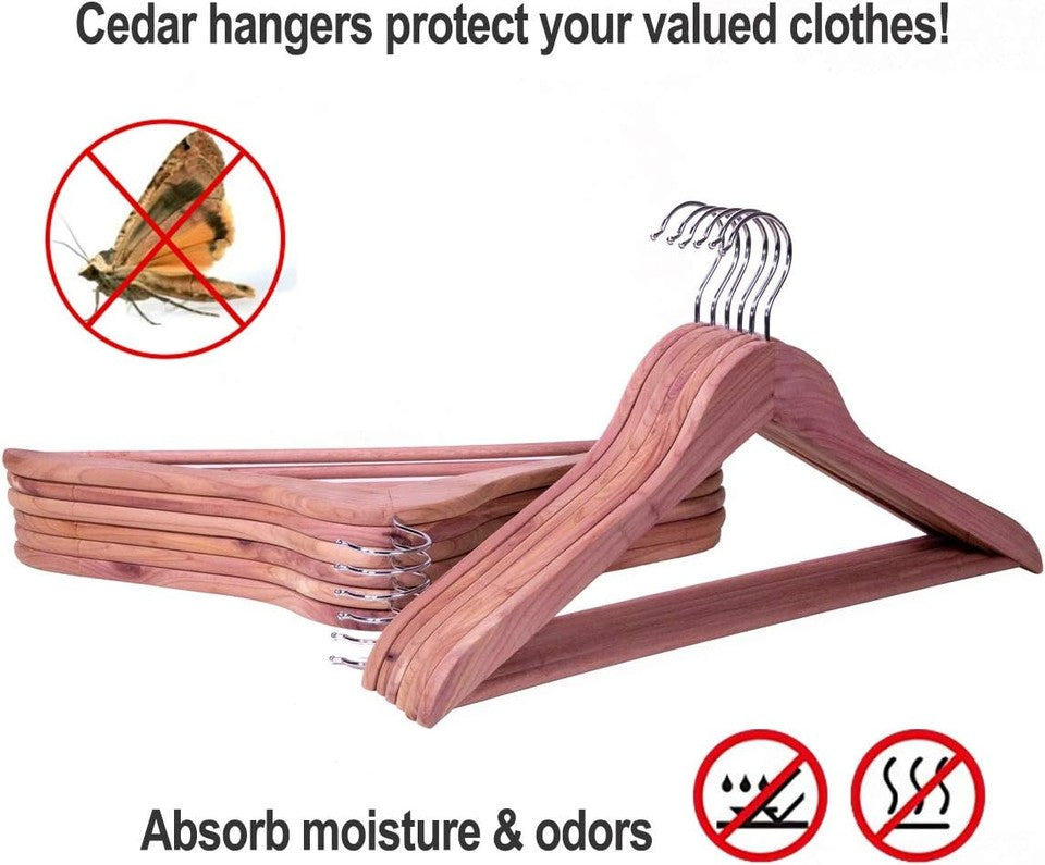 new ELONG HOME Cedar Hangers, 12 Pack Sturdy Wooden Hangers with 12 pack, Nature