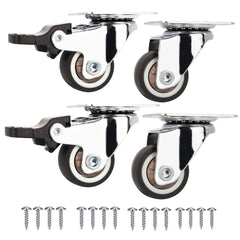 new 1" Small Caster Wheels 4 Pack for Furniture Low Profile Soft Rubber Brown 07FC0E-D4 - KOEEK