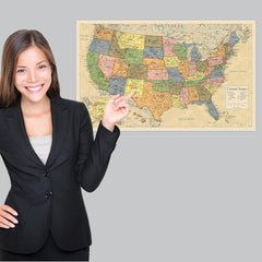new 2 Pack - Laminated World Map & US Poster Set - Wall Chart of Yellow 07FC0E-D4 - KOEEK