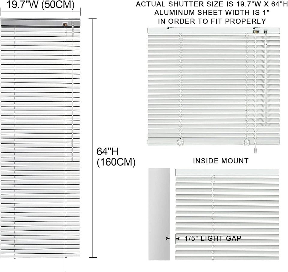 new YIIBAII Mini Blinds Suitable for 20" W x 64" H Windows 1" 20"W x 64"H, White