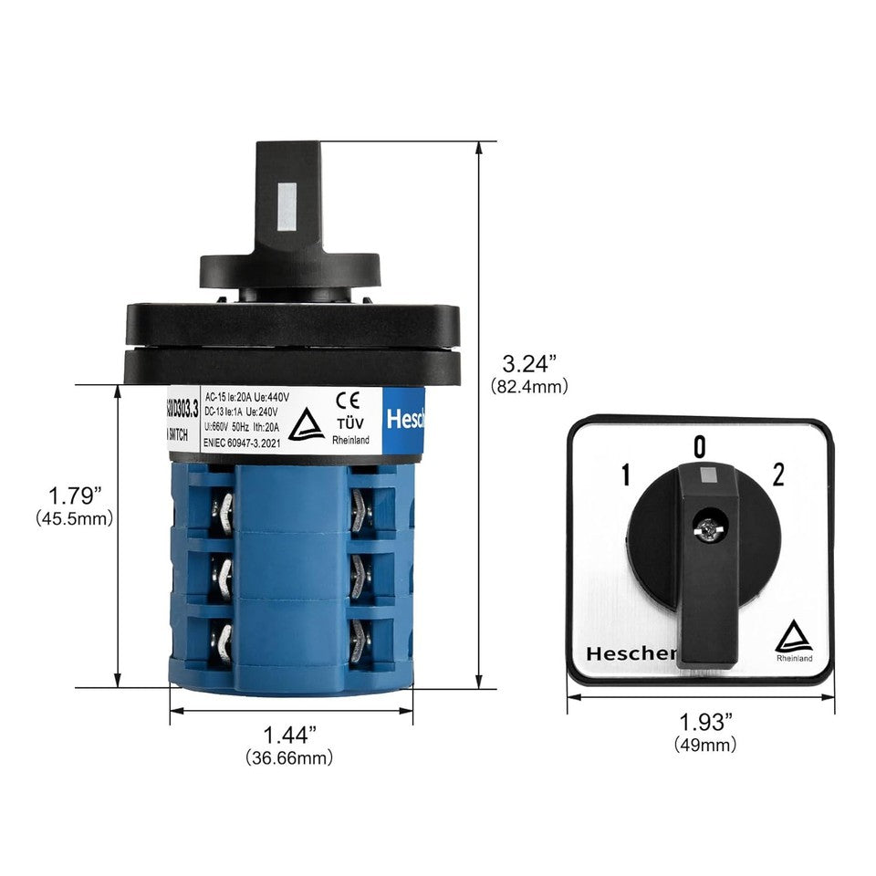 used Universal Rotary Cam Selector Changeover Switch SZW26-20/D303.3 660V 20A 3... 07FC0E-D4 - KOEEK