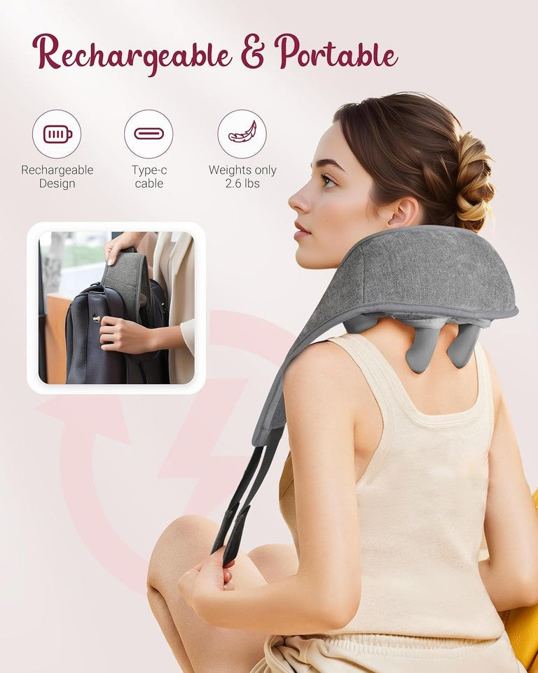 new Neck Massager with Heat, 6D Cordless Shoulder for Pain Grey 07FC0E-D4 - KOEEK