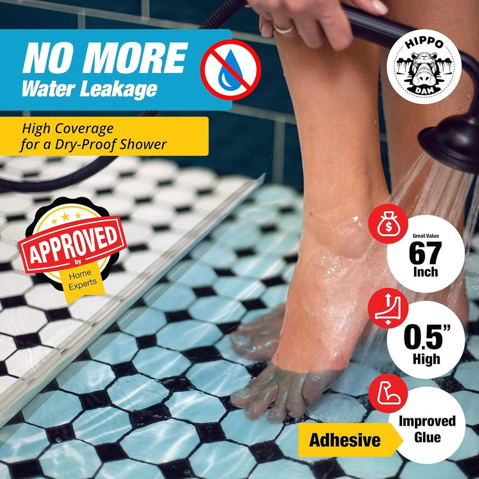 new Shower Threshold Water Dam Barrier 67" - Transparent Collapsible 07FC0E-D4 - KOEEK