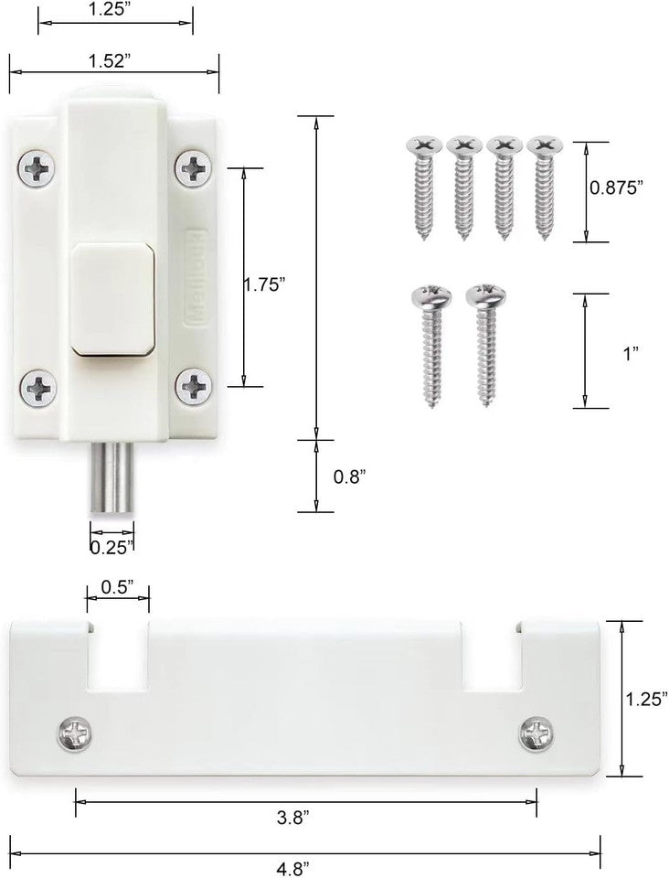 new Sliding Door Security Lock - Patio Glass Lock, White 07FC0E-D4 - KOEEK