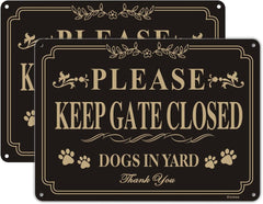 new 2 Pack Please Keep Gate Closed Dogs in Yard Metal Sign 7" x 10" Rust Black 07FC0E-D4 - KOEEK