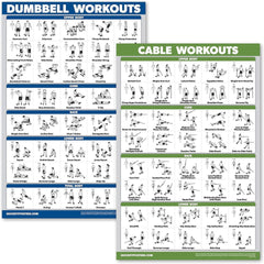 new 2 Pack: Dumbbell Workout Poster + Cable 18" x 24", LAMINATED 07FC0E-D4 - KOEEK