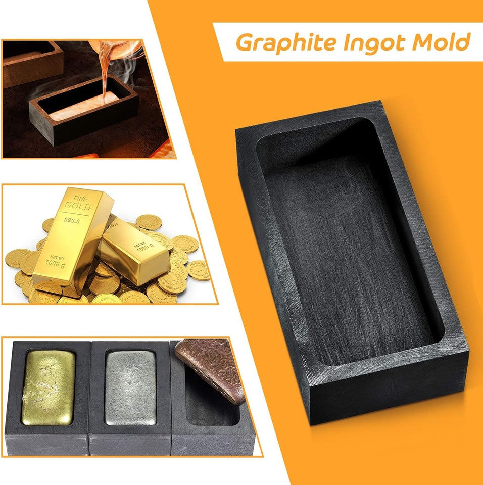 new 2 Pieces Graphite Ingot Mould Crucible for 4 x 2 x 1 Inch, Black 07FC0E-D4 - KOEEK