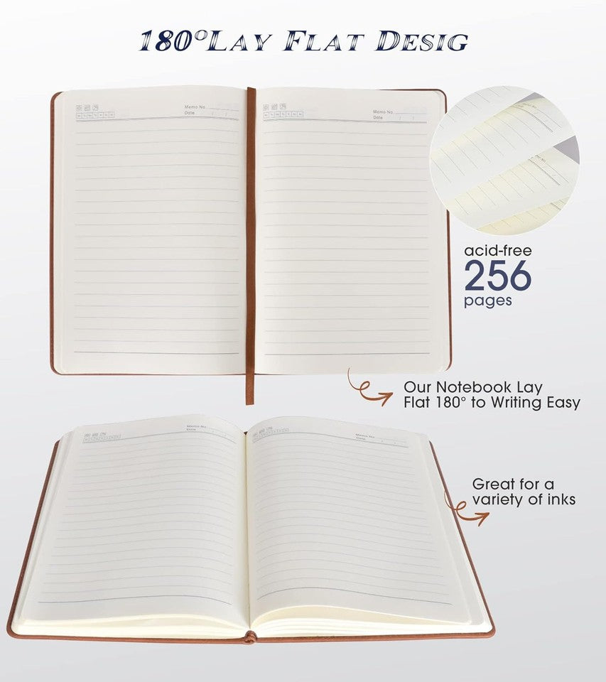 new Lined Journal Notebook for Women Men,256 Pages A5 Hardcover Leather A5, Brown 07FC0E-D4 - KOEEK