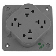 ny Hubbell Hbl420hgy stikkontakt, 20 A Amp, 125V AC, Flush Mount, Quad Outlet,