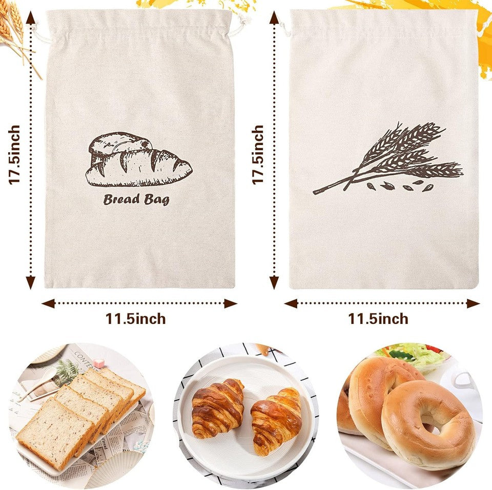 new Augshy Bread Bag, 2 Pieces Linen Bags for One Size, Large, Green AUGSHY - KOEEK