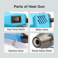 new LDK Mini Heat Gun 4.9Ft, Dual-Temp 392℉ & 662℉ Hot Air Multi-Purpose Blue LDK - KOEEK