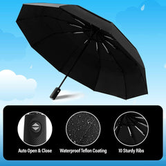 new Windproof Umbrella, Compact and Heavy Duty Black Portable Umbrella for Rain,... 07FC0E-D4 - KOEEK