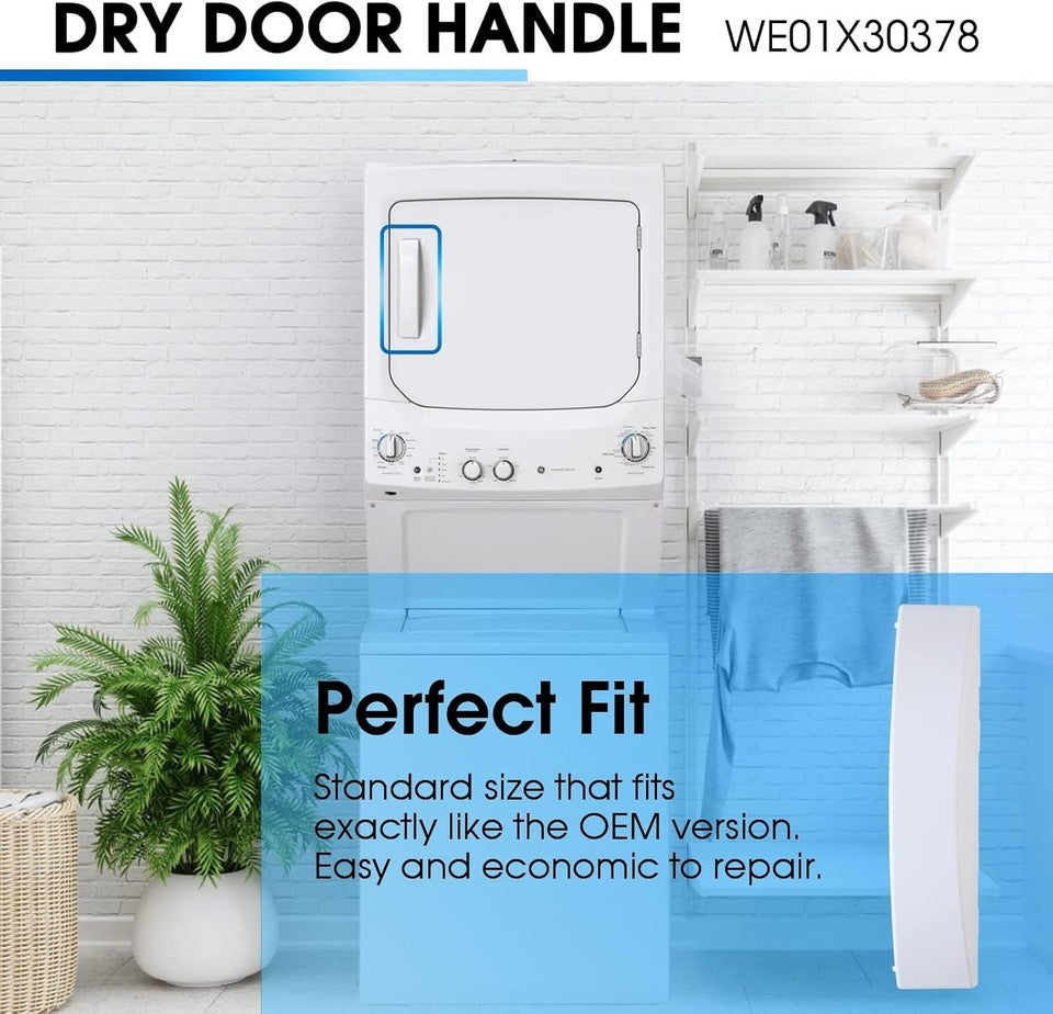 new WE01X30378 Dryer Door Handle Replacement for Ge Clothes Laundry White Color 07FC0E-D4 - KOEEK