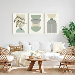 new Sage Green Boho Wall Art Set of 3, 12x16 Inch with frame, Modern boho 07FC0E-D4 - KOEEK