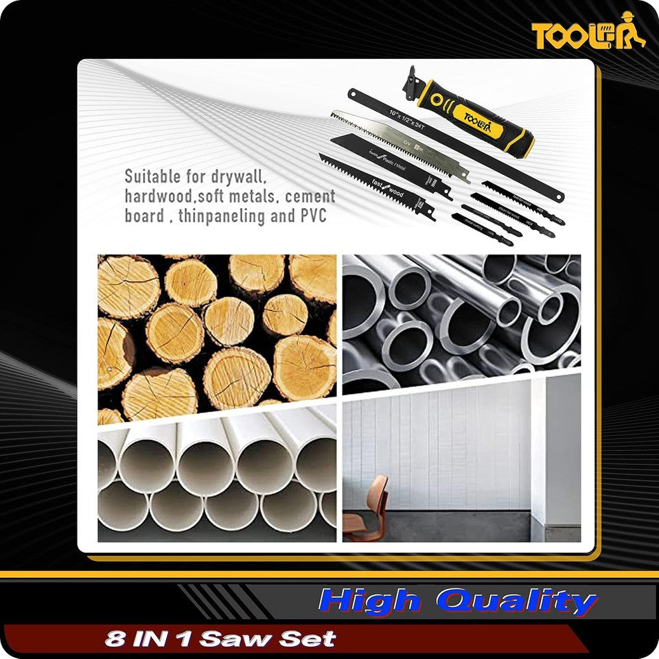 new 8-In-1 Multi Blades Hand Saw, Drywall Cutter Saw. Hacksaw. Long Black Yellow 07FC0E-D4 - KOEEK