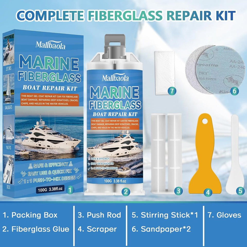 new Marine Fiberglass Repair Kit for Boats, Gel Coat White