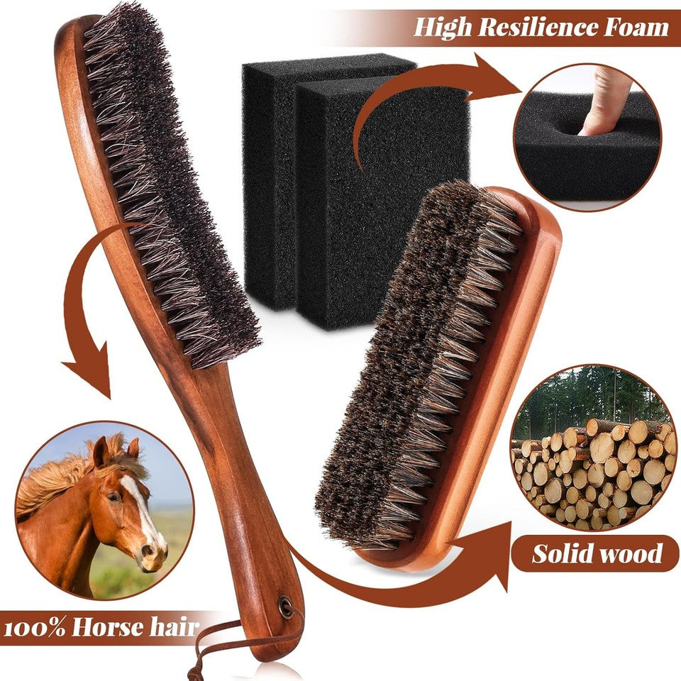 new 4 Pcs Horsehair Felt Hat Brush Kit with Cleaning Sponge Cowboy Clean Brown 07FC0E-D4 - KOEEK