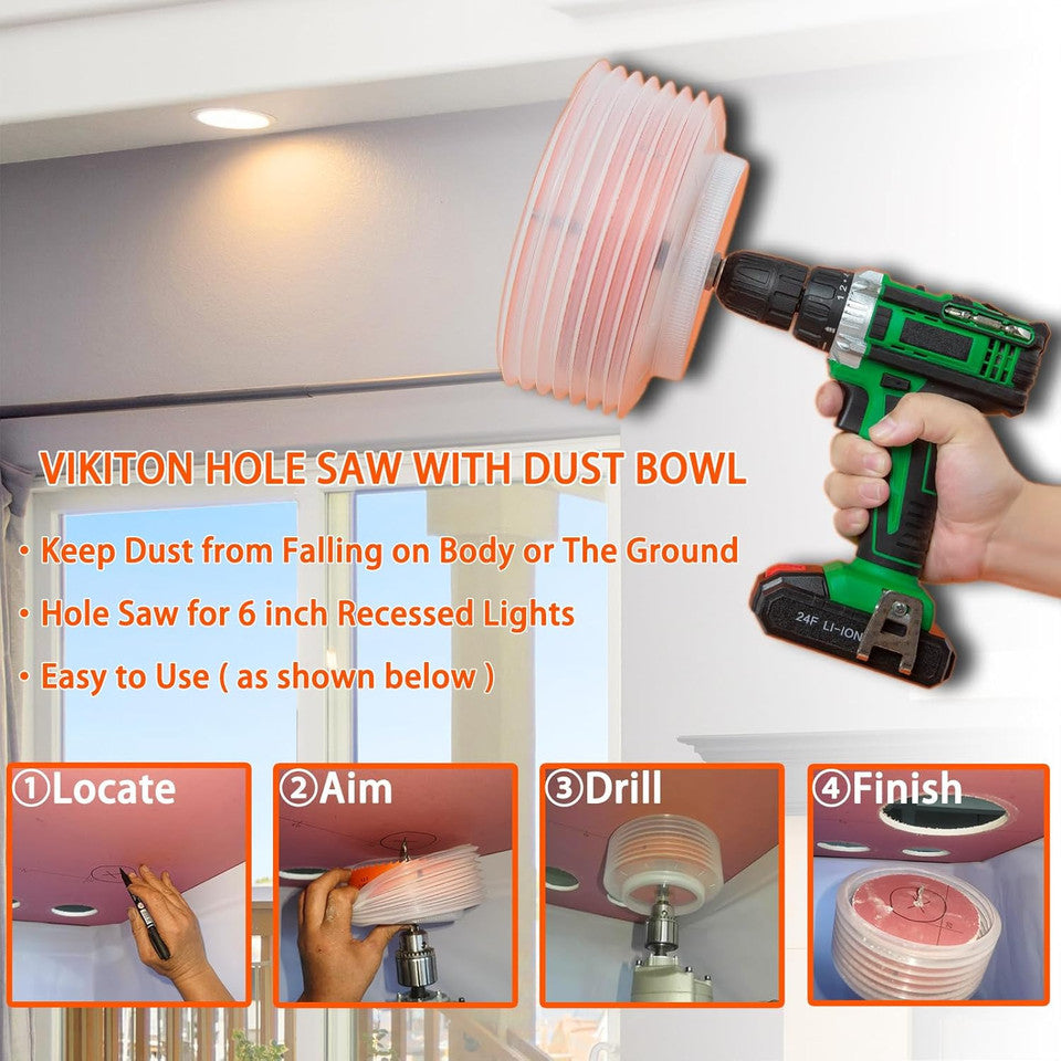new 6-1/8 Hole Saw for Recessed Lights Can Lights, 6 inch, Orange 07FC0E-D4 - KOEEK