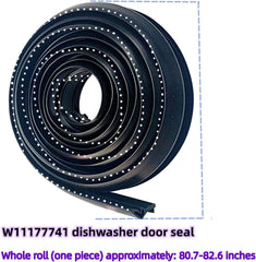 new W11177741 Dishwasher Door Seal for Whirlpool KitchenAid Maytag Kenmore Black 07FC0E-D4 - KOEEK