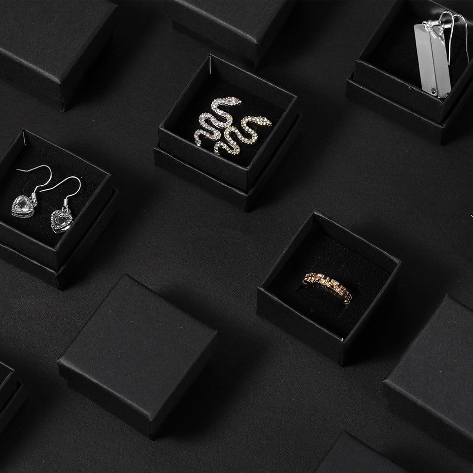 new Sasyl 200 Pcs Jewelry Gift Boxes Bulk Cardboard Ring Earring Black Color 07FC0E-D4 - KOEEK