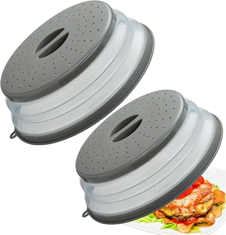 new Microwave Splatter Cover Vented for Food, Guard & 2 PACK, Grey*2