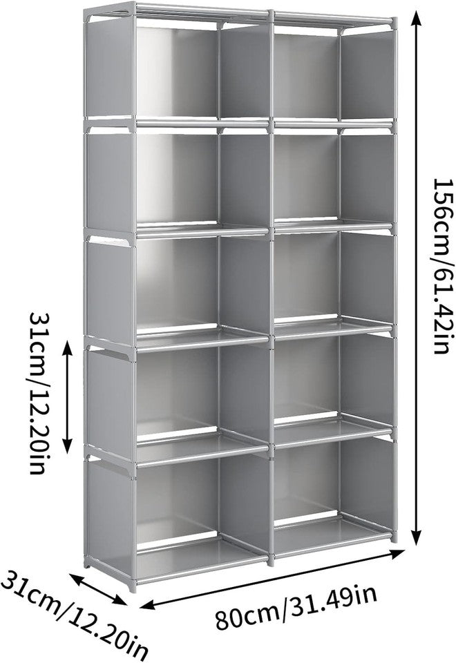 new JIUYOTREE 6-Tiers Portable Bookshelf with Fabric Cloth at 10 Cubes, Grey JIUYOTREE - KOEEK