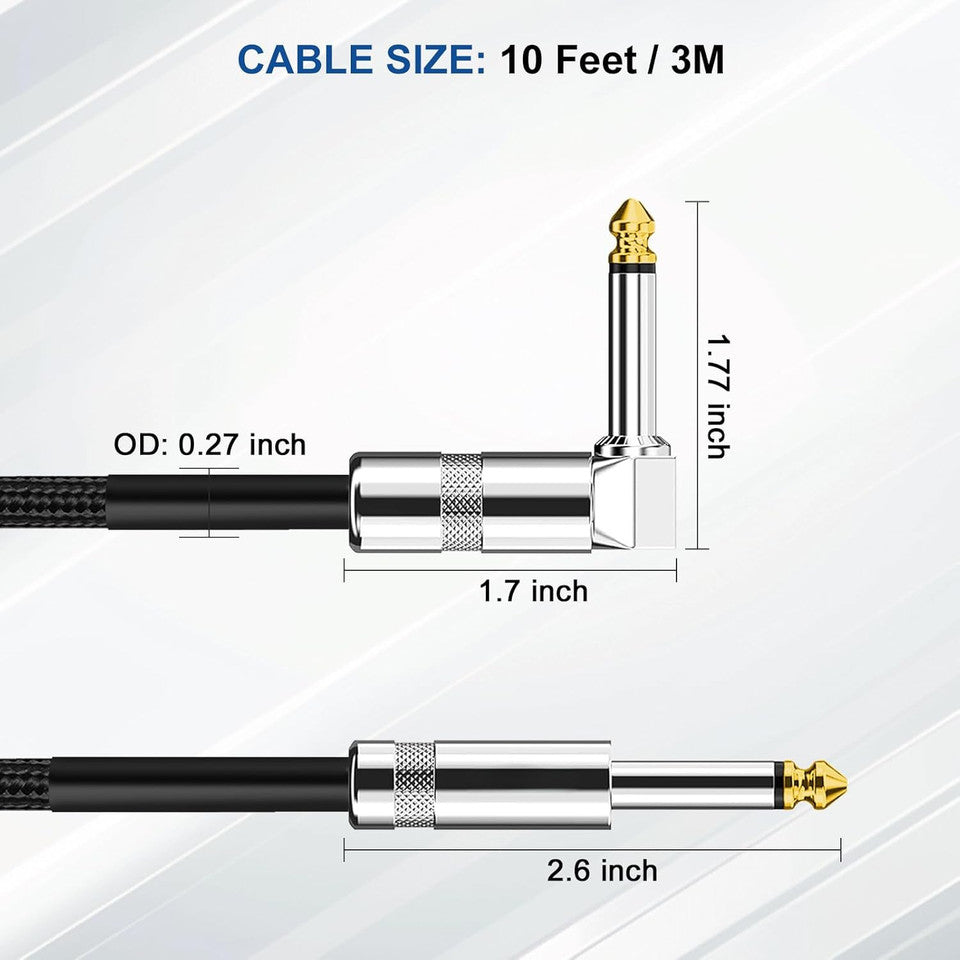 new 2-Pack Guitar Cable, 10ft Electric AMP Cord for Bass &...