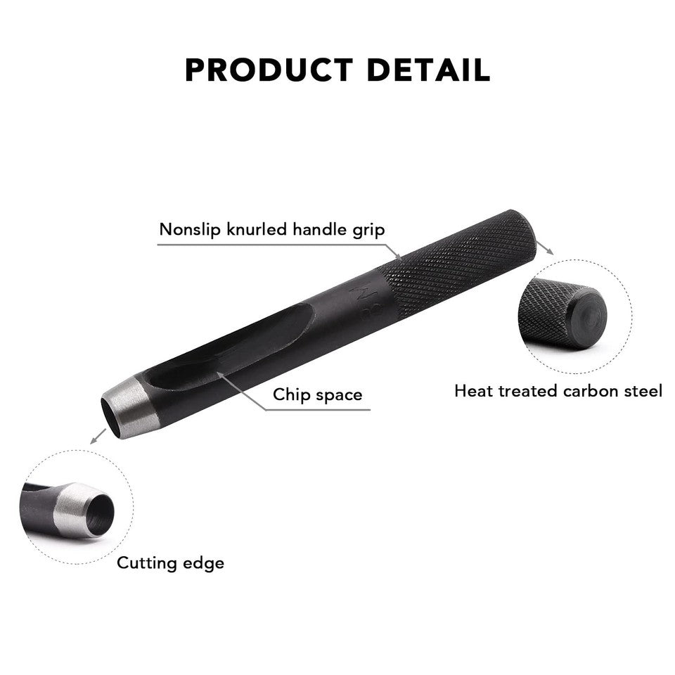 new 9 Pieces Heavy Duty Round Punch Set（3mm-12mm） with a 9 black, Silver, Black 07FC0E-D4 - KOEEK