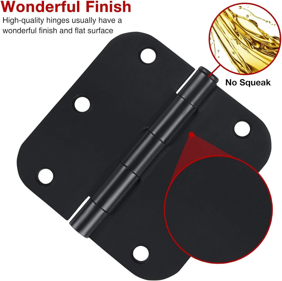new 3 Pack Interior Matte Black Door Hinges 3 Pack-no squeak, Black-Rounded 07FC0E-D4 - KOEEK