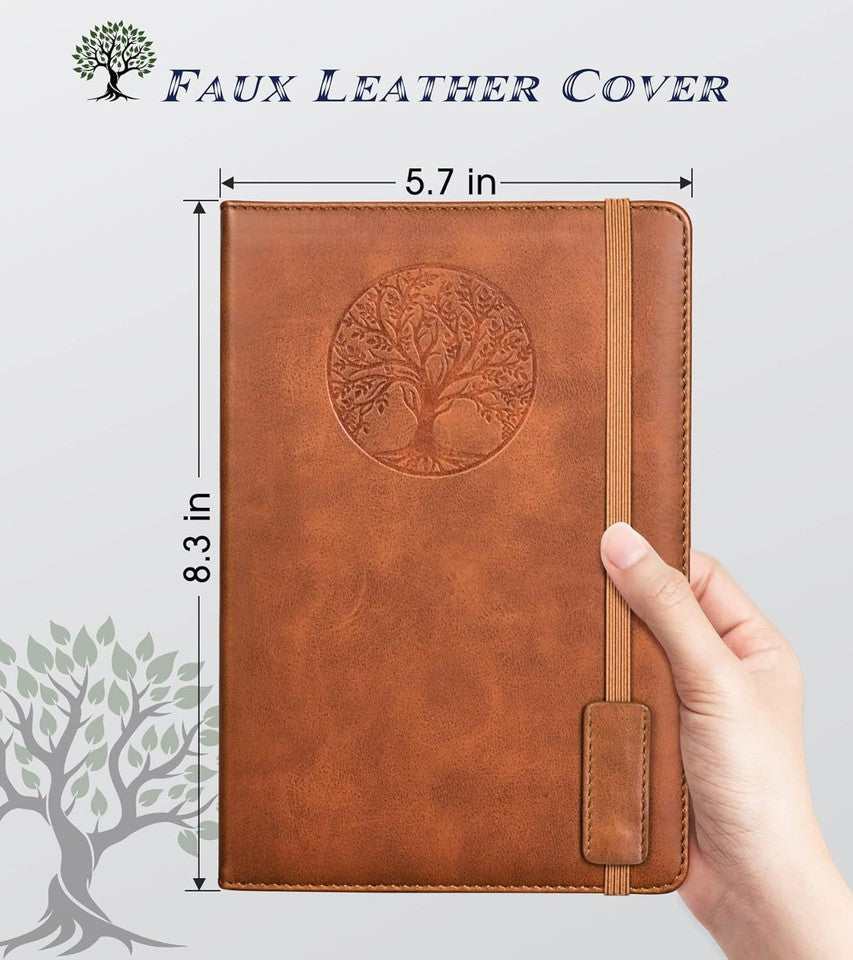 new Lined Journal Notebook for Women Men,256 Pages A5 Hardcover Leather A5, Brown