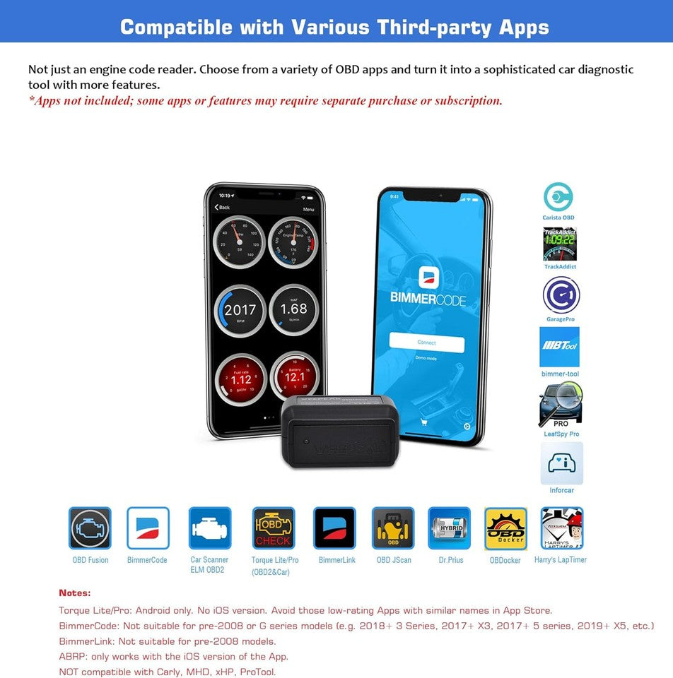 new Veepeak OBDCheck BLE Bluetooth OBD II Scanner Auto Diagnostic Scan Tool for... VEEPEAK - KOEEK