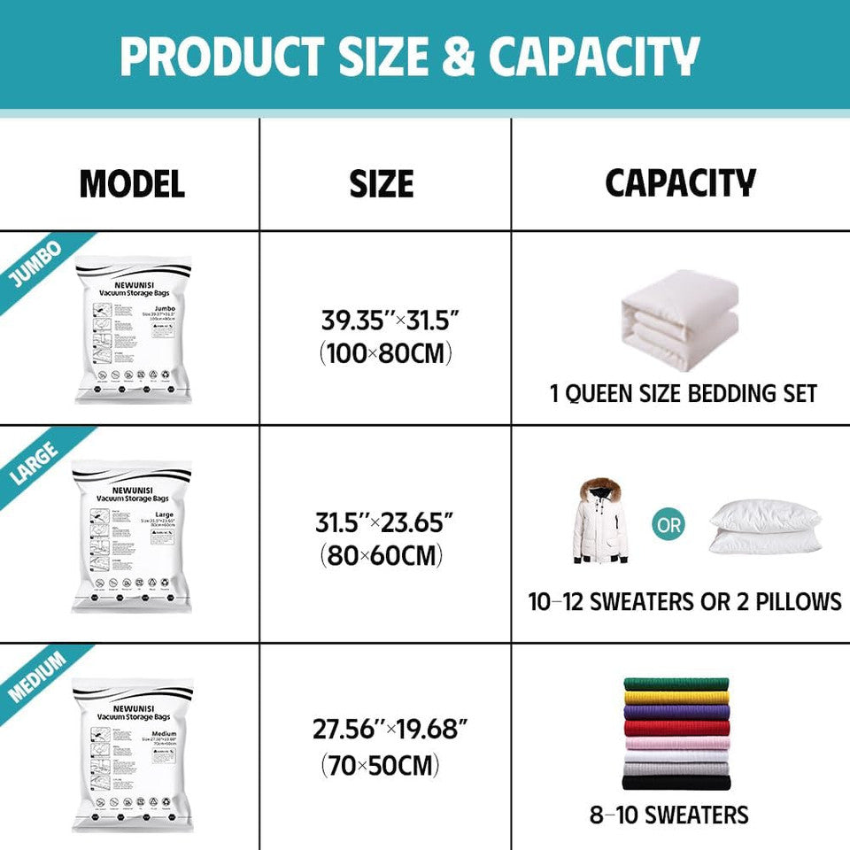 new 6 Pack Vacuum Storage Bags, Seal Bags for 6 COMBO, transparent 07FC0E-D4 - KOEEK