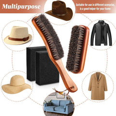 new 4 Pcs Horsehair Felt Hat Brush Kit with Cleaning Sponge Cowboy Clean Brown 07FC0E-D4 - KOEEK