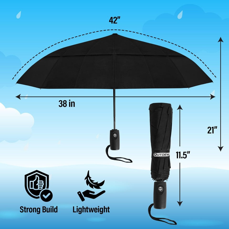 new Windproof Umbrella, Compact and Heavy Duty Black Portable Umbrella for Rain,... 07FC0E-D4 - KOEEK