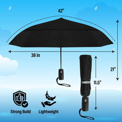 new Windproof Umbrella, Compact and Heavy Duty Black Portable Umbrella for Rain,... 07FC0E-D4 - KOEEK