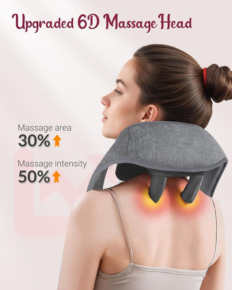 new Neck Massager with Heat, 6D Cordless Shoulder for Pain Grey 07FC0E-D4 - KOEEK