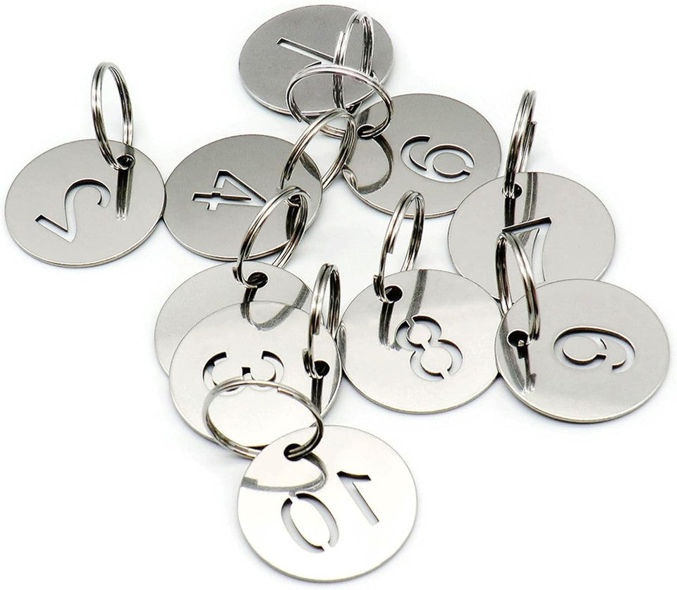 new 1-30 Key Tags with Labels Stainless Steel Numbered 0.9*0.27 inches, Silver 07FC0E-D4 - KOEEK